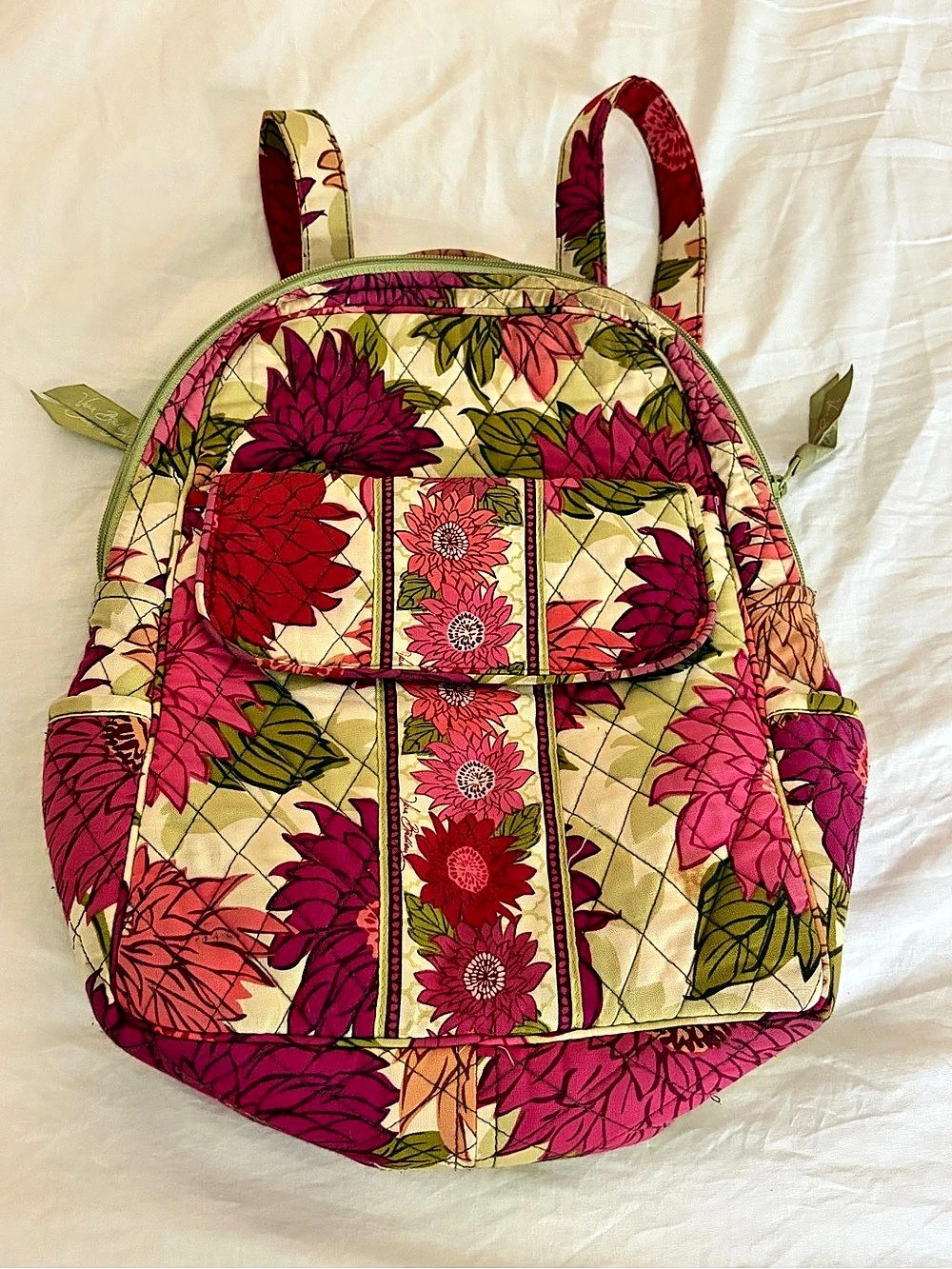 Vera Bradley Hello Dahlia Large Backpack Floral Pink & Green